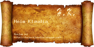 Heim Klaudia névjegykártya